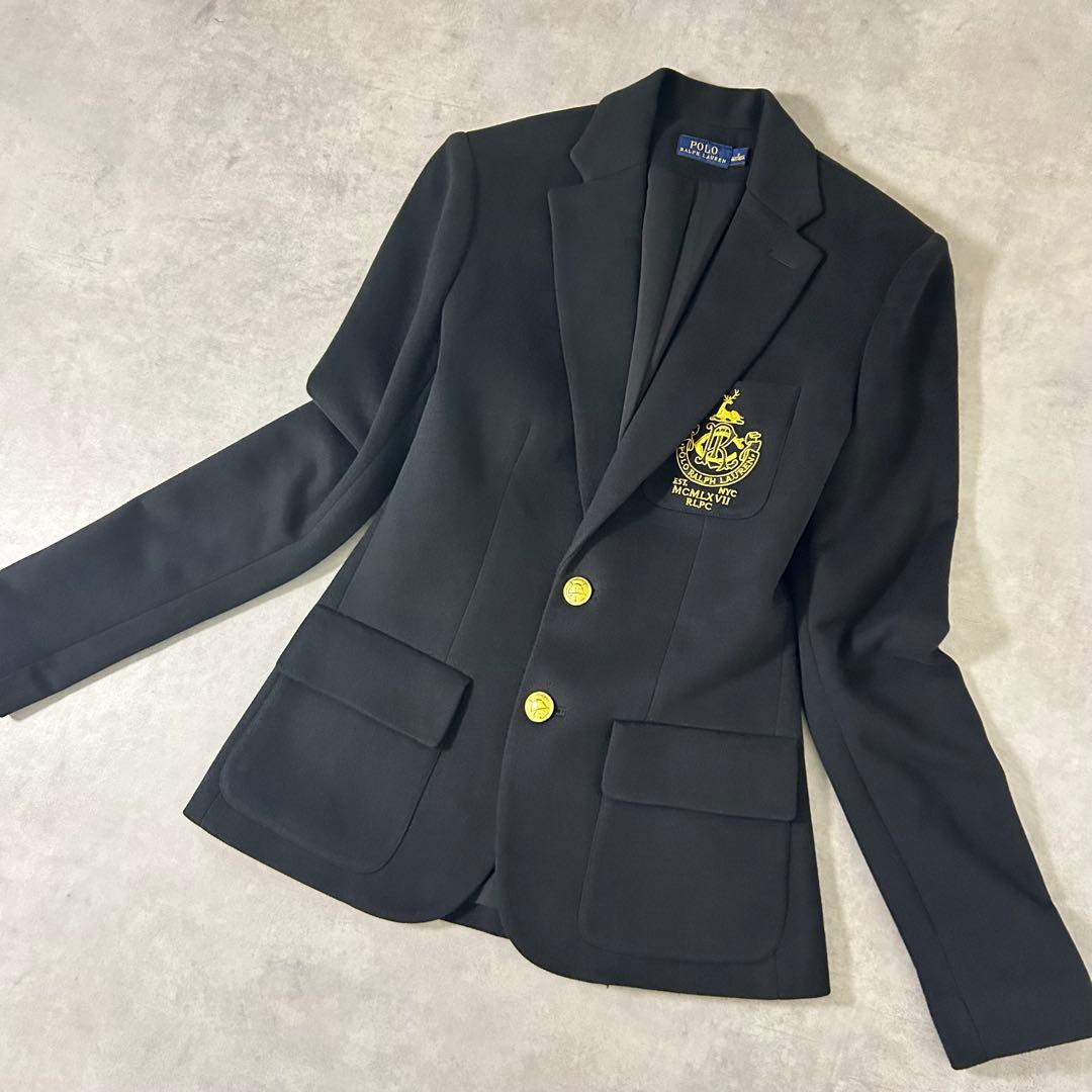 【POLO RALPH LAUREN】金ボタンブレザー 0号 ブラック XS相当