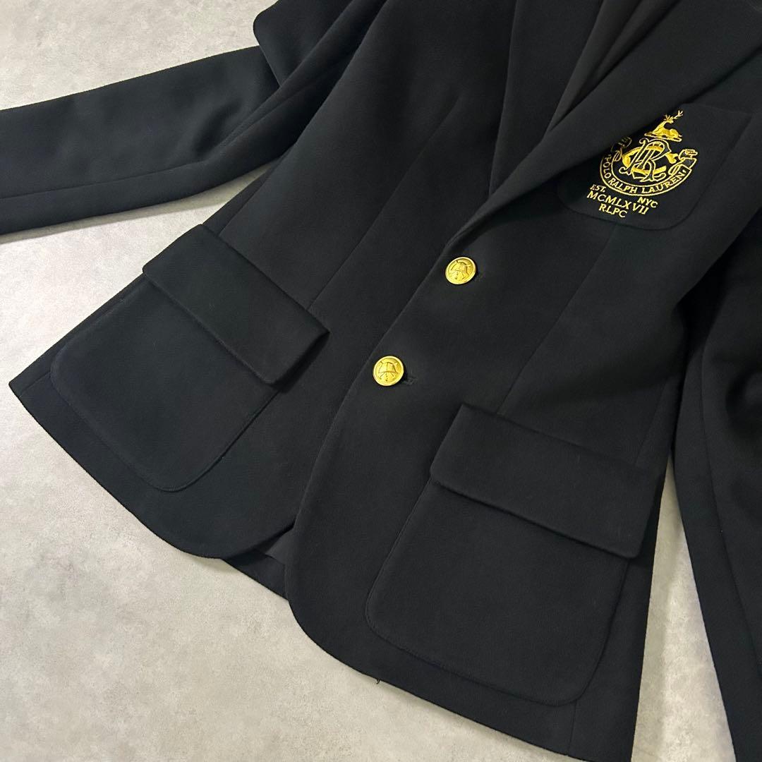 【POLO RALPH LAUREN】金ボタンブレザー 0号 ブラック XS相当