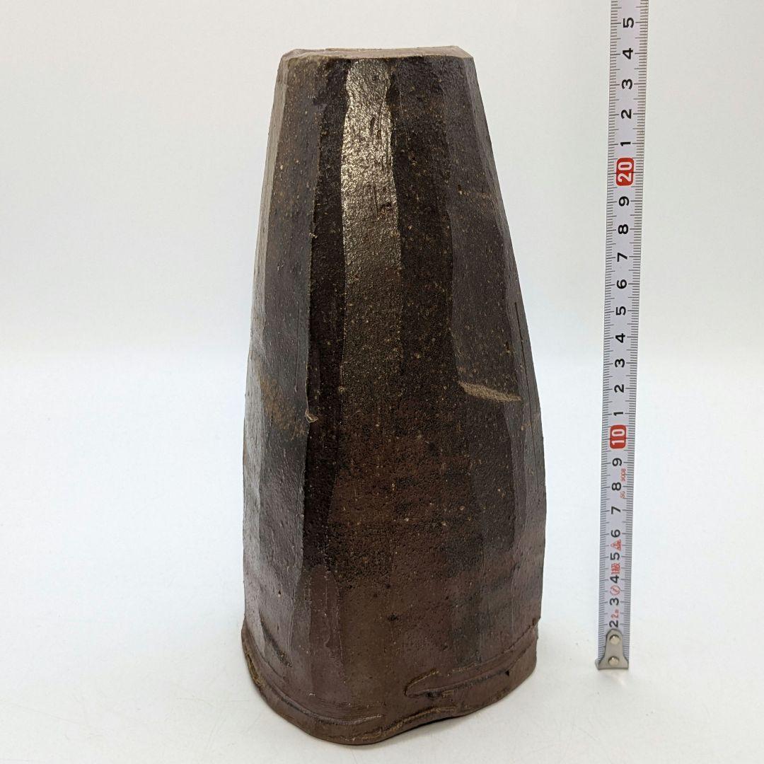 末石泰節 造 備前焼 花生 共箱合布栞 花器 フラワーベース 花瓶 花入 華道具