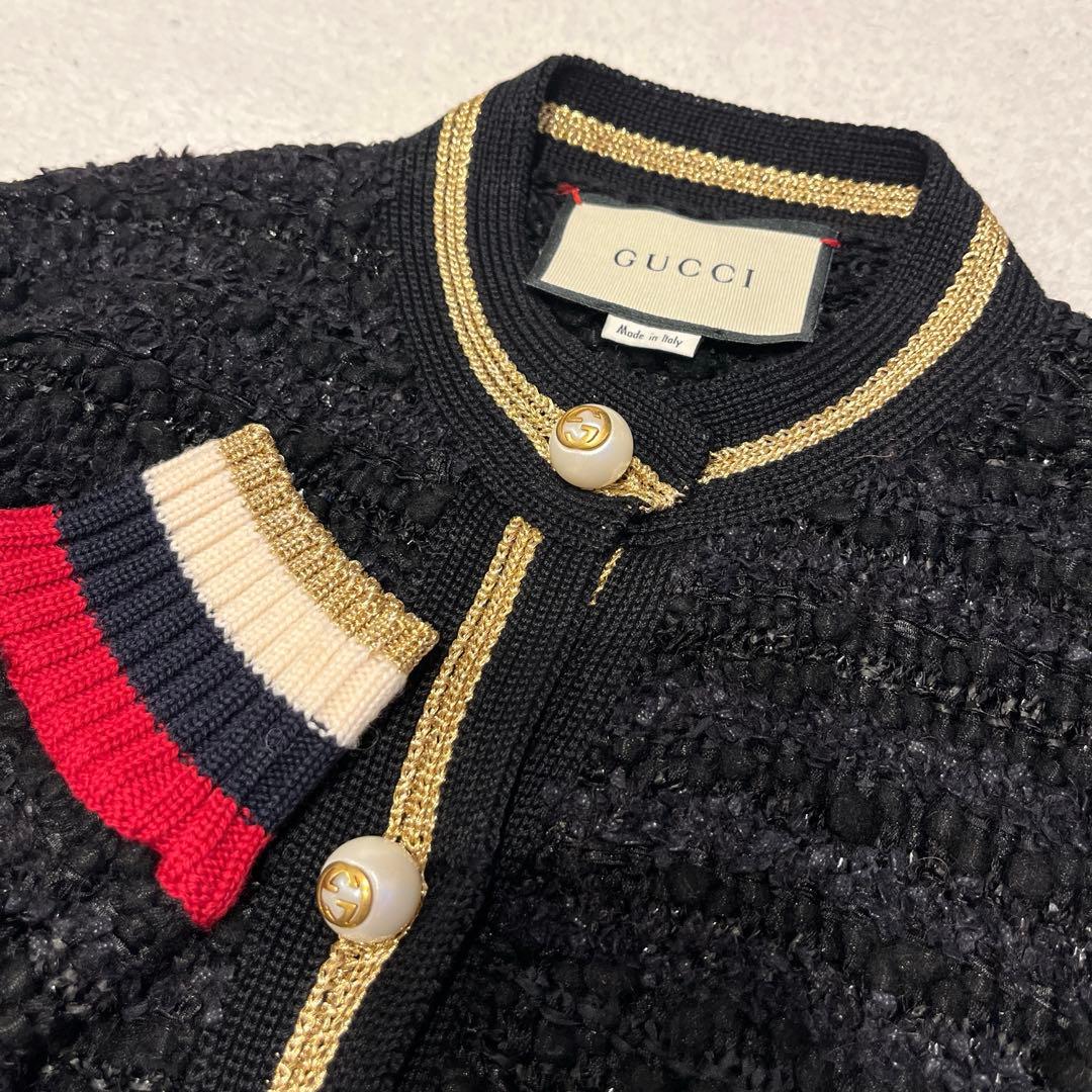 【安室奈美恵さんモデル】GUCCI ウェブライン　ラメ入りカーディガン　ブラック