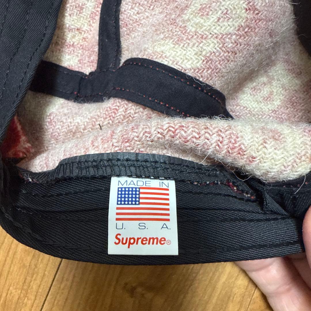 Supreme×HARRIS TWEED Camp Cap Red