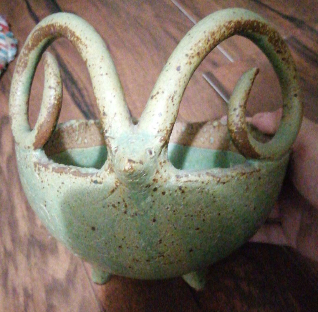 花瓶 小物入れ グリーン　羊　ひつじ　陶器