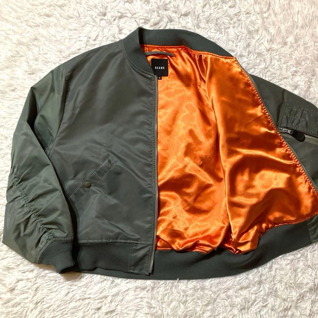 【極美品】BEAMS CRAZYパターン MA-1 ワイドフィット／オリーブ／M