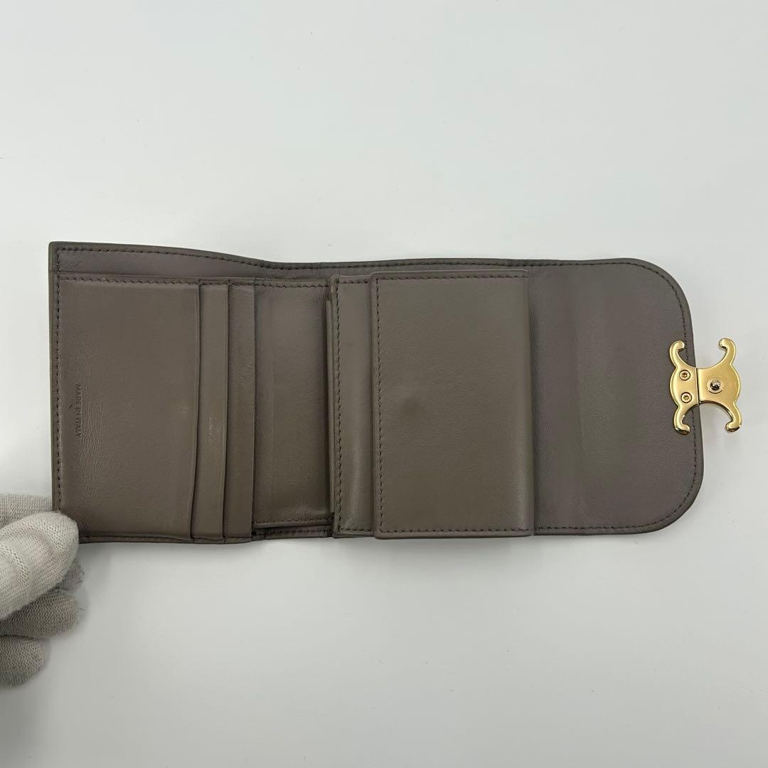 良品✨セリーヌ 折り財三つ折り トリオンフ レザー グレー