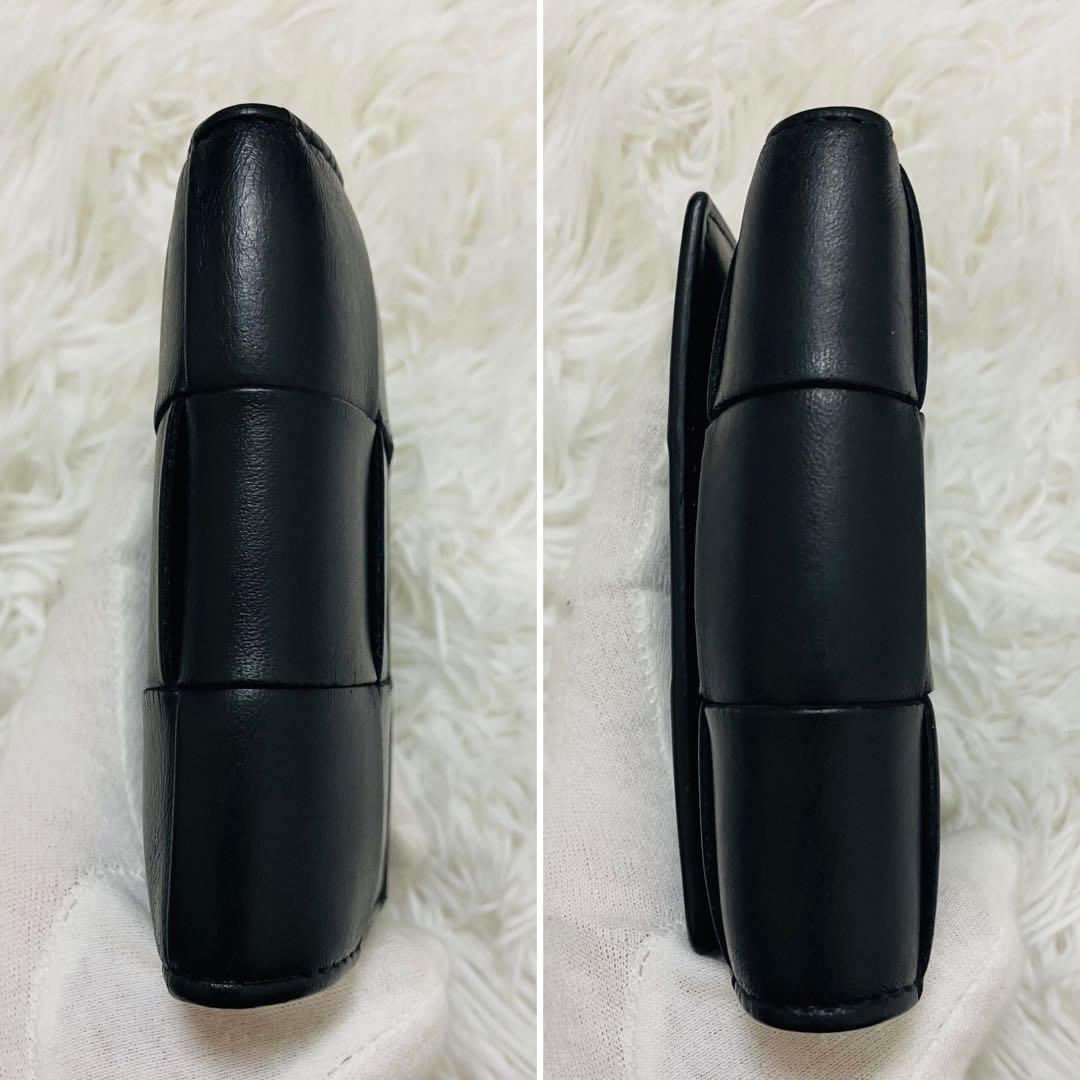 極美✨ボッテガヴェネタ 三つ折り財布 カセット レザー ブラック