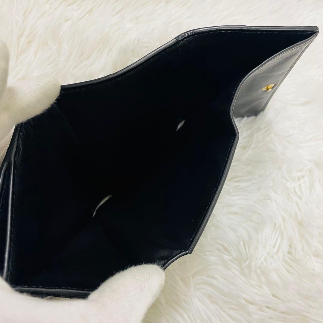 極美✨ボッテガヴェネタ 三つ折り財布 カセット レザー ブラック