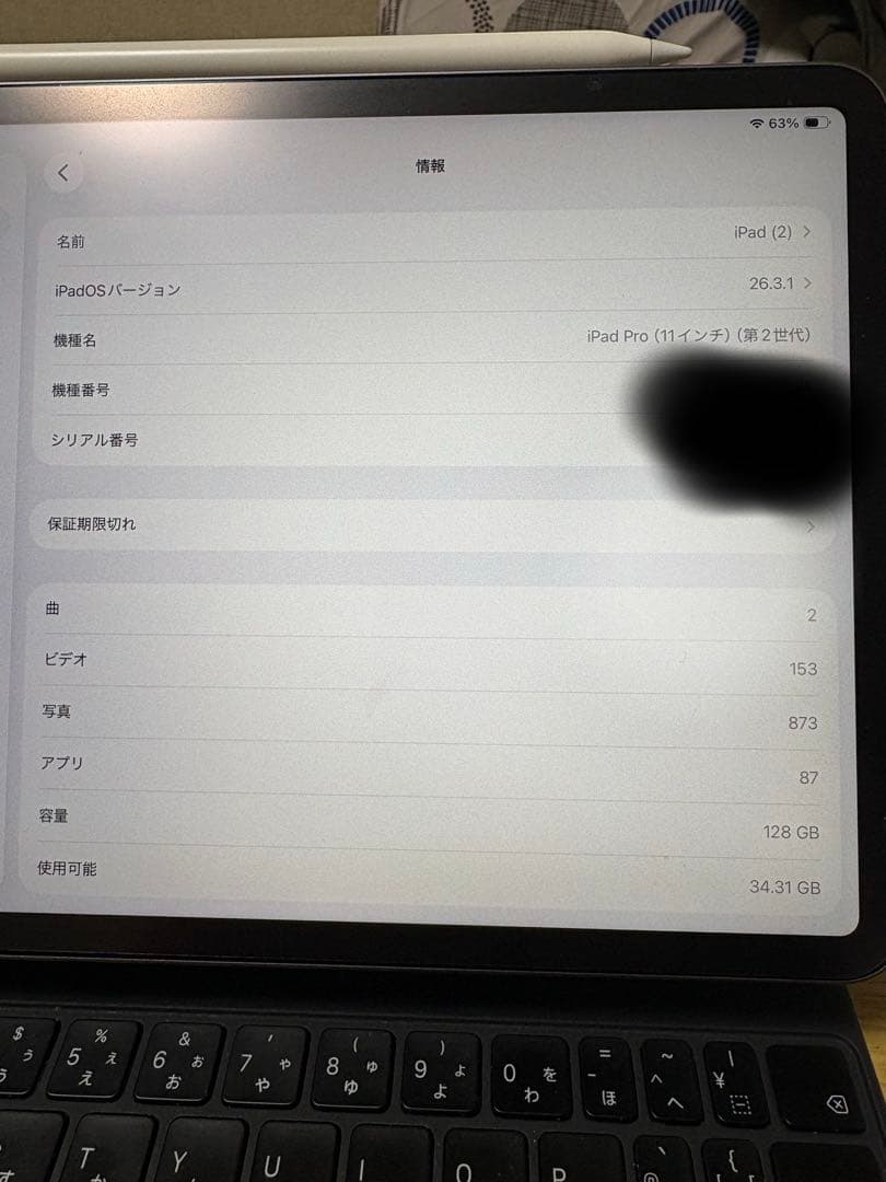iPad Pro (11インチ) 第2世代 ペン、キーボード付き
