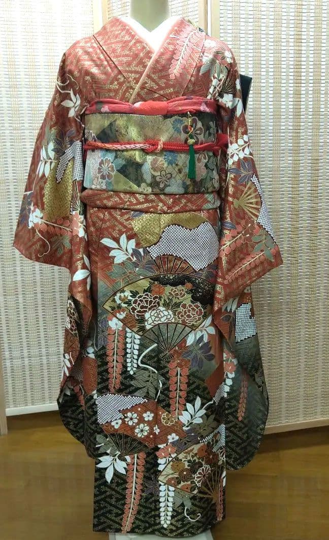 【振袖フルセット】豪華絢爛古典柄 極上振り袖 身丈158cm 全通柄袋帯成人式