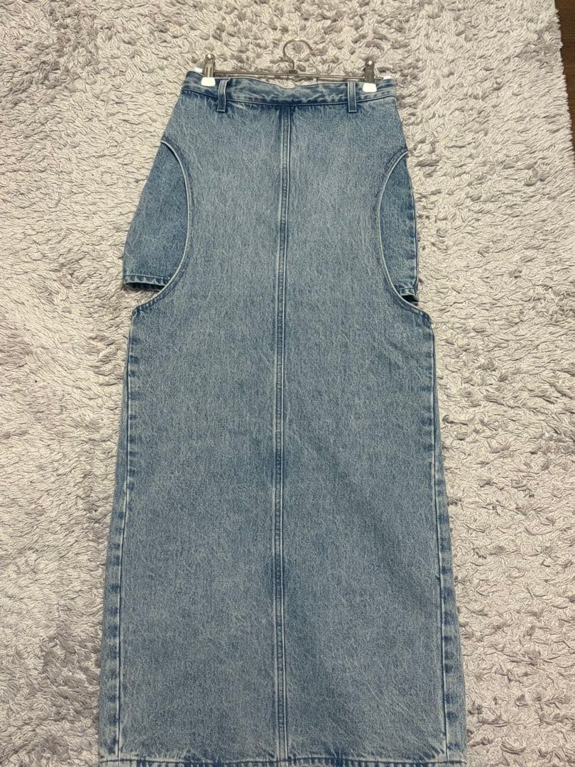 CLANE サークルカットレイヤードデニムスカート　アイスブルー