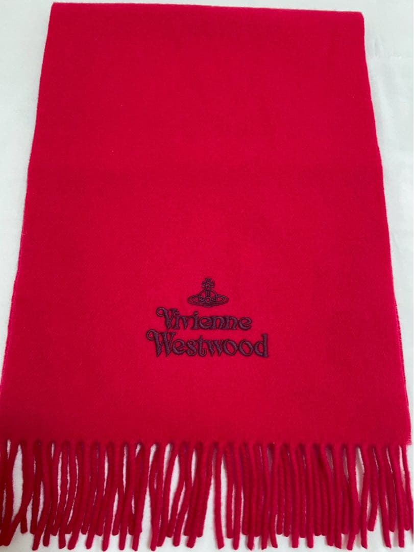 新品タグ付き Vivienne Westwoodマフラー ウール100% レッド