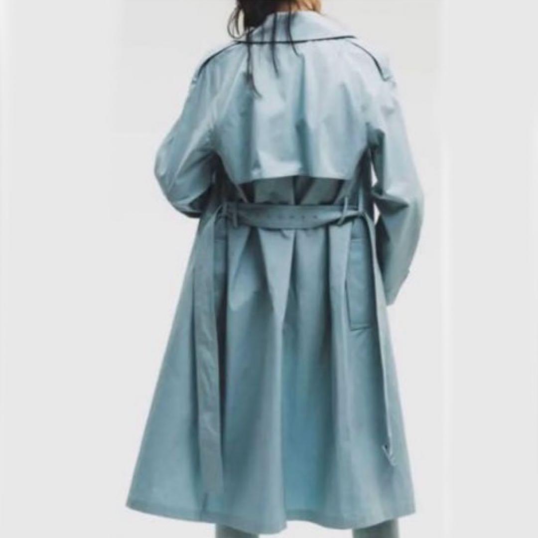 定価6.9万【theory】トレンチコート　シルク混　P ライトブルー　ロング丈