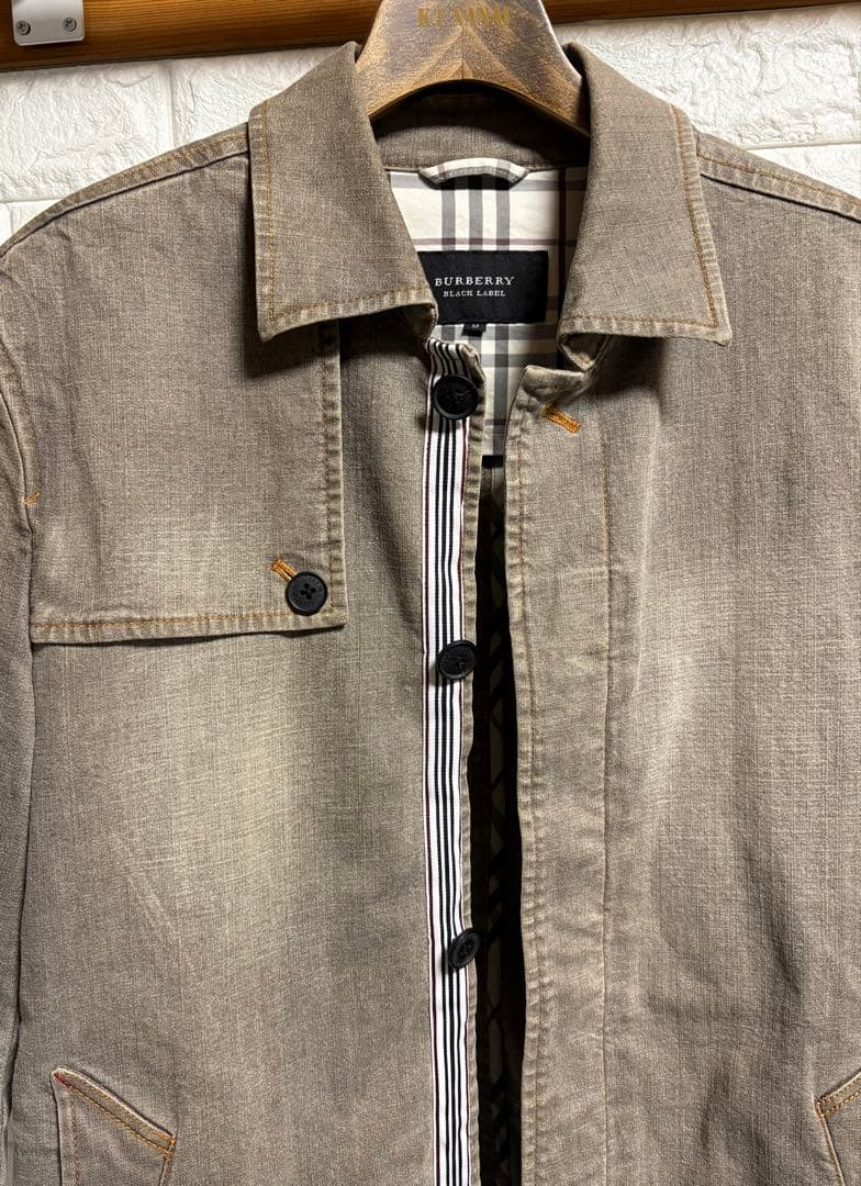 BURBERRYバーバリーブラックレーベルストレッチデニムカバーオールMユーズド