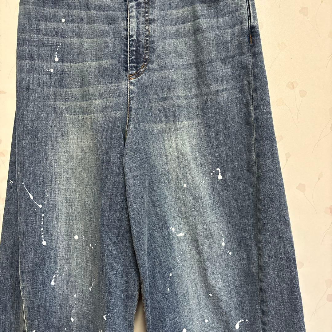 ayane ペイント加工 ブリーチ 伸縮性ありデニムパンツ　サイズ36