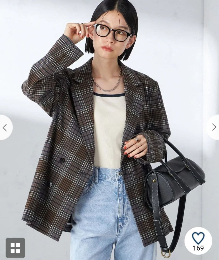yukariさま専用〈手洗い可能〉ウール混 チェック ダブルボタン ジャケット