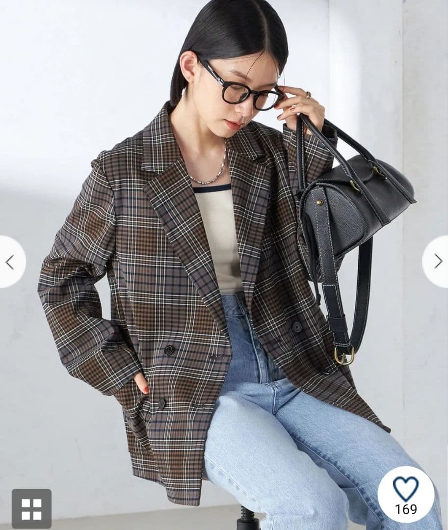 yukariさま専用〈手洗い可能〉ウール混 チェック ダブルボタン ジャケット