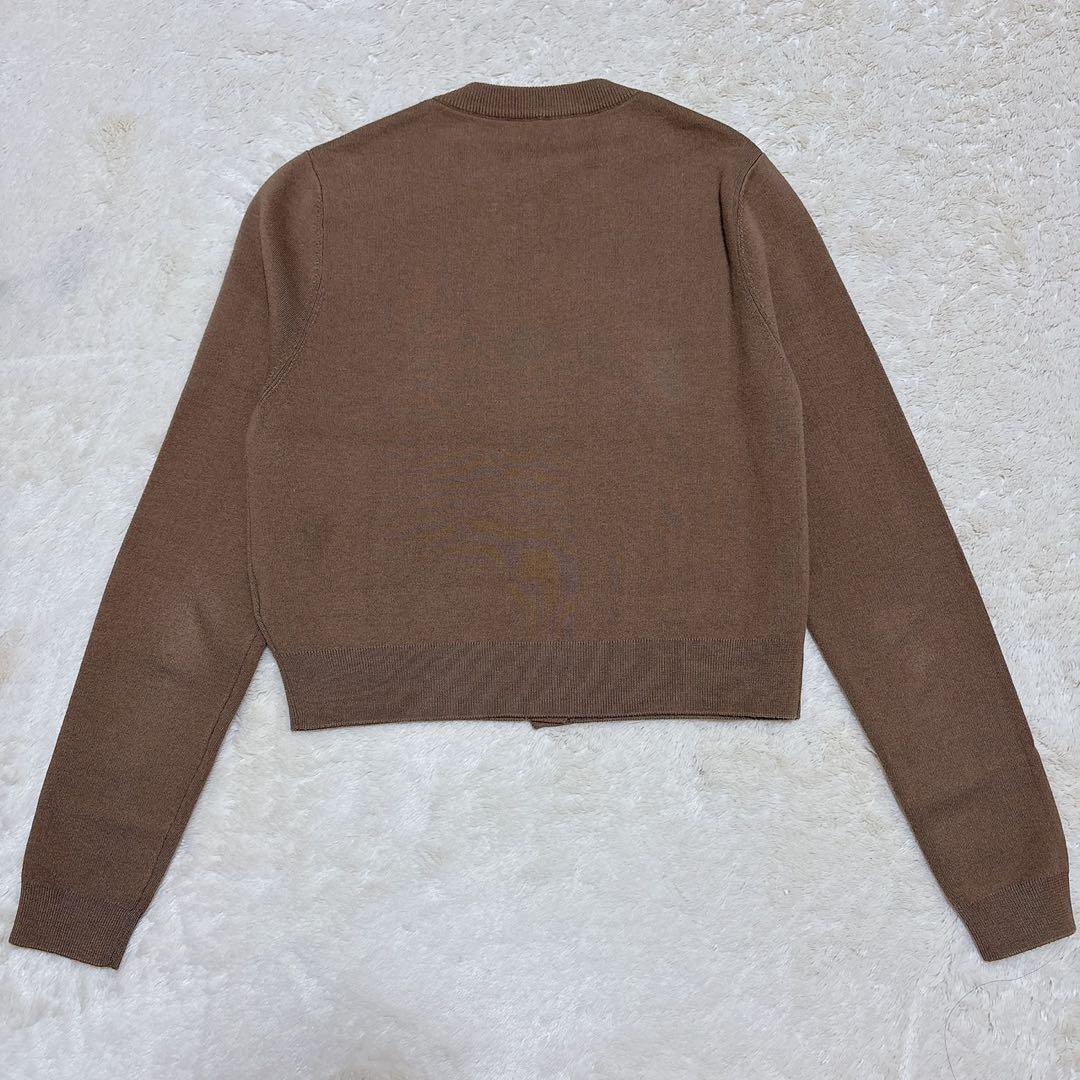 美品 CABaN コットンカシミヤ クルーネックカーディガン ブラウン XS