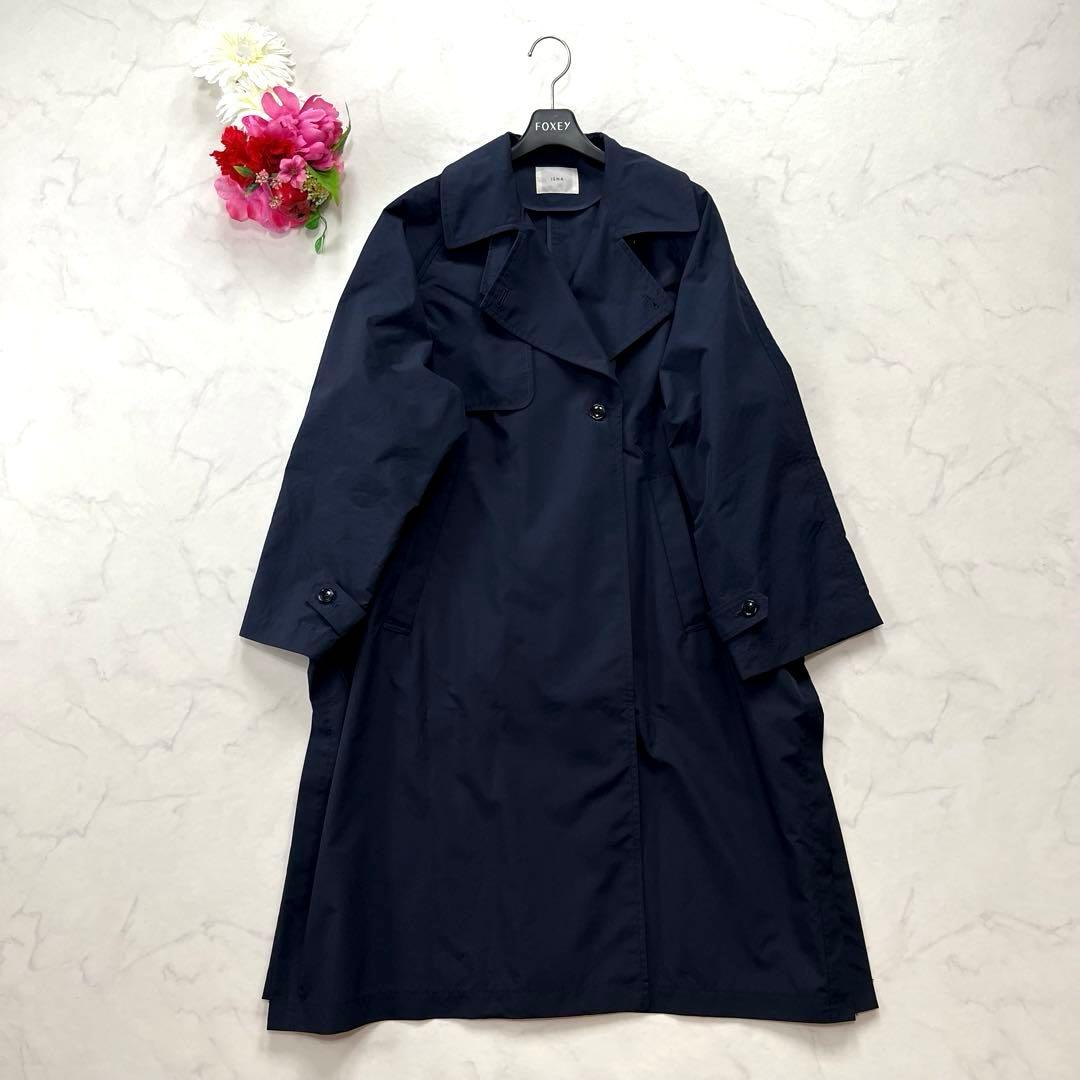 極美品☆IENA イエナ　Pe/ポプリンオーバートレンチコート　ネイビー　38
