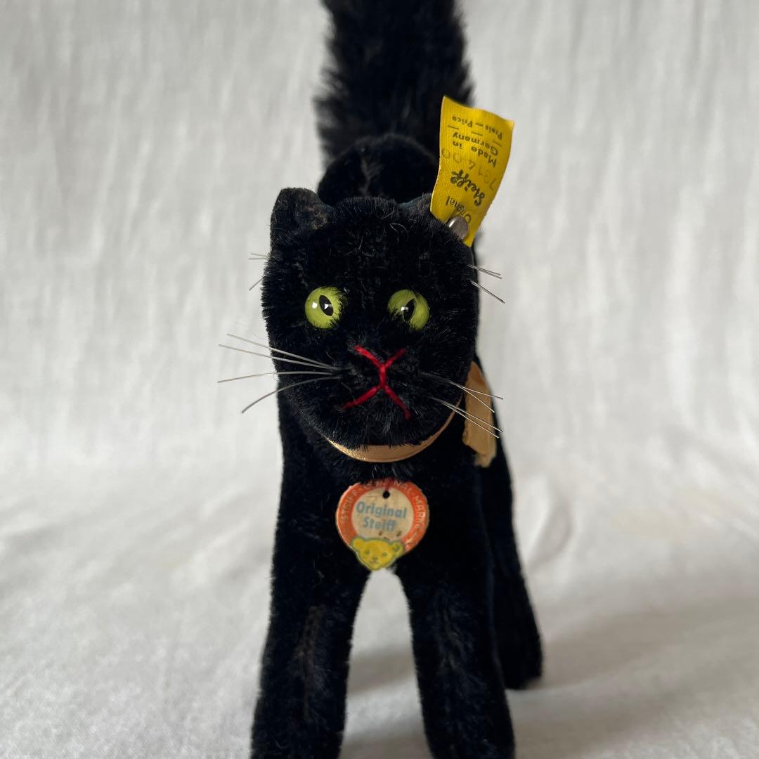 【完品】アンティーク　シュタイフ　トムキャット　黒猫