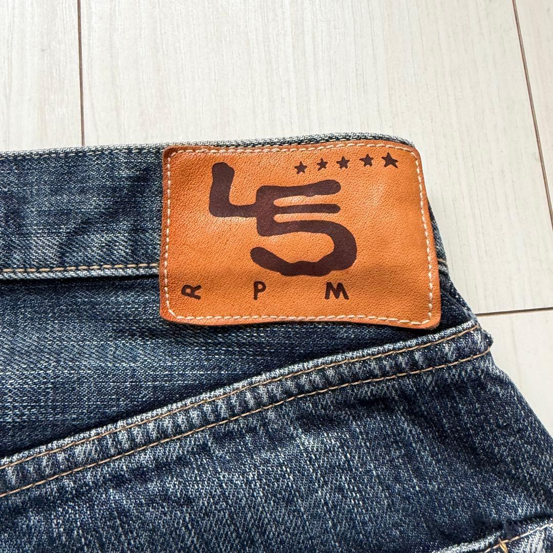 希少✨45R 再び6.5空比古比女（加工） デニムパンツ R刺繍　インディゴ