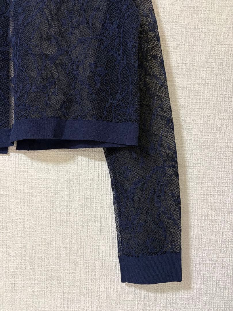 【新品】CELFORD ネイビー レース クロップド カーディガン
