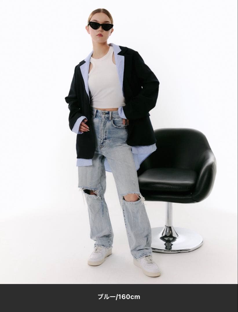 【新品未使用タグ付き】JUST A NOON レイヤードジャケット ブルー