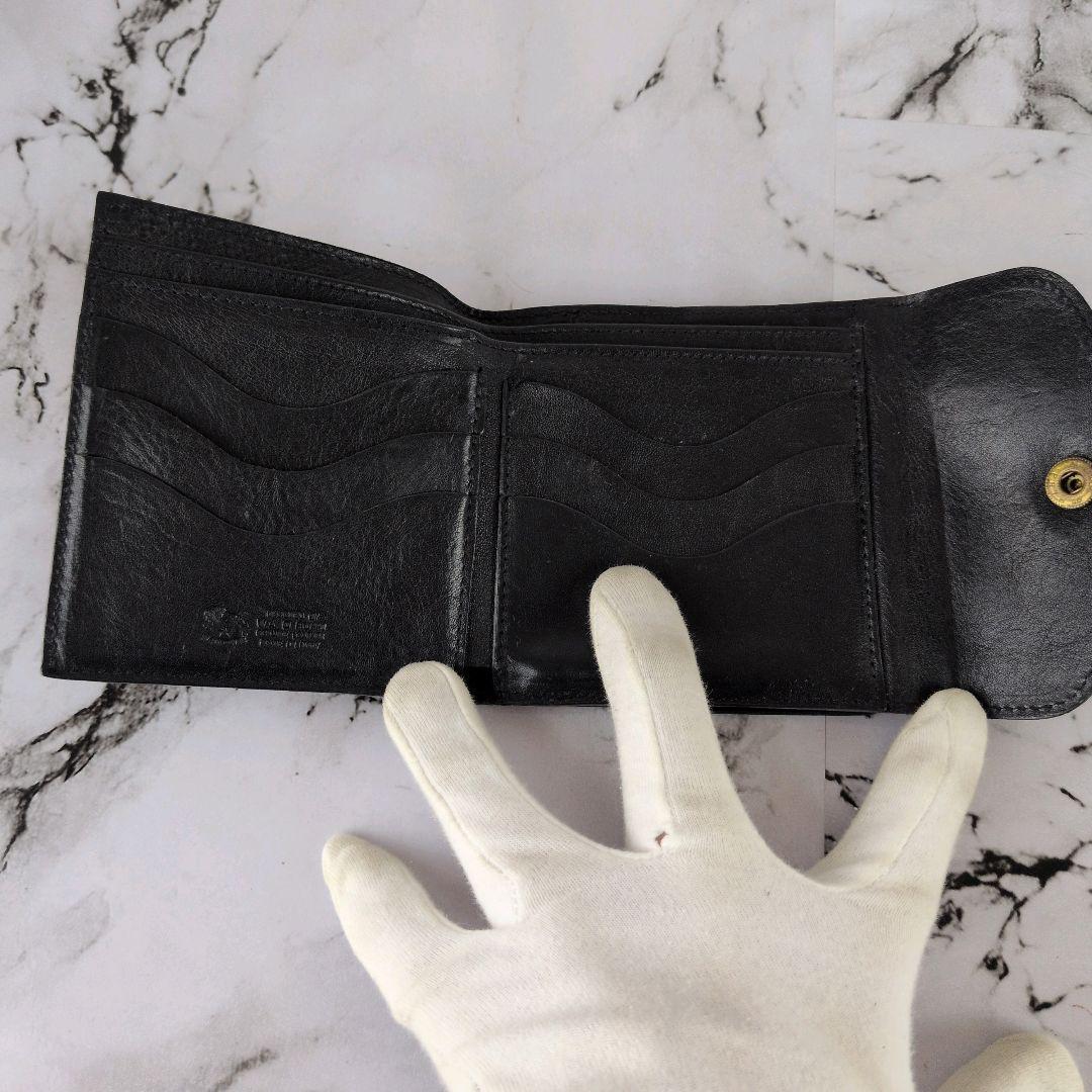 【美品】イルビゾンテ☆がま口　ロゴ刻印　二つ折り　財布　ブラック　袋付き