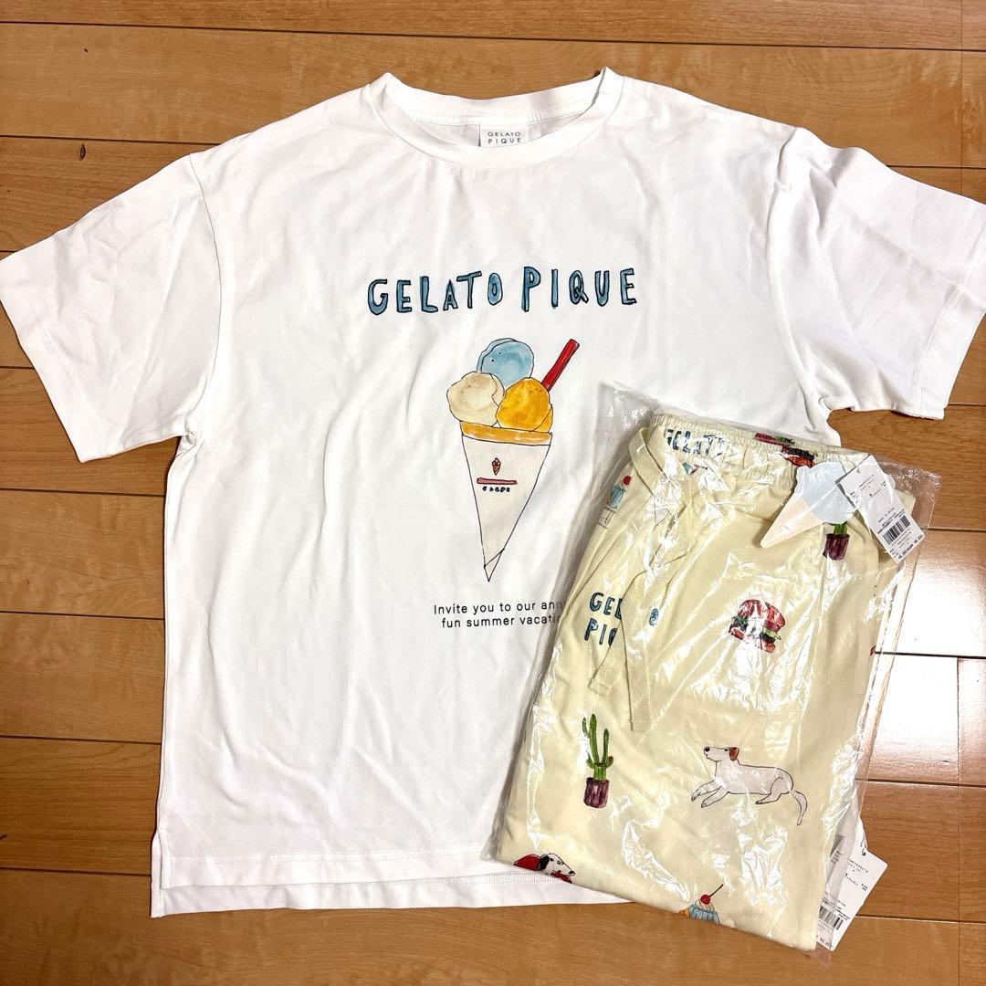 ジェラートピケ　上下セット　バケーション柄