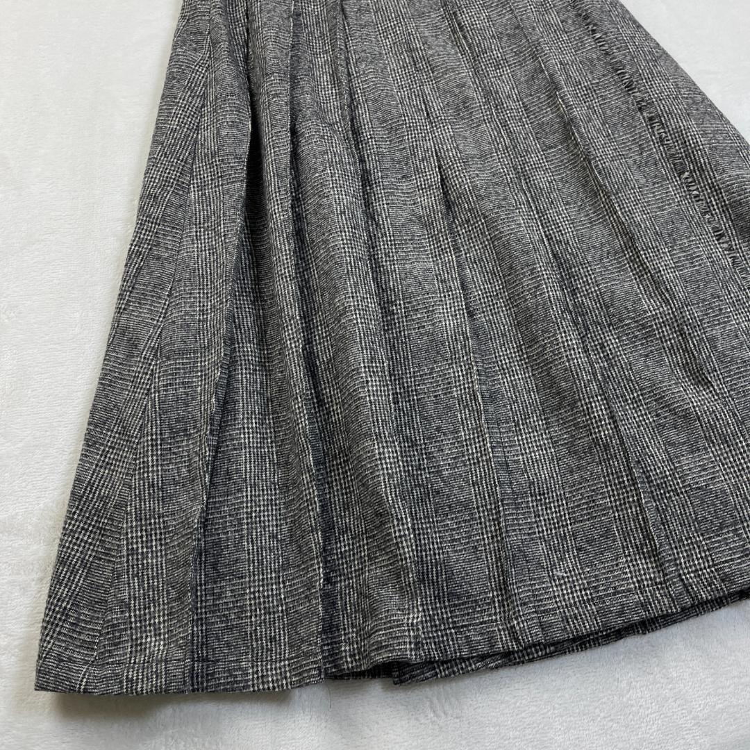 Le minor　グレンチェックプリーツスカート　巻きスカート　グレー