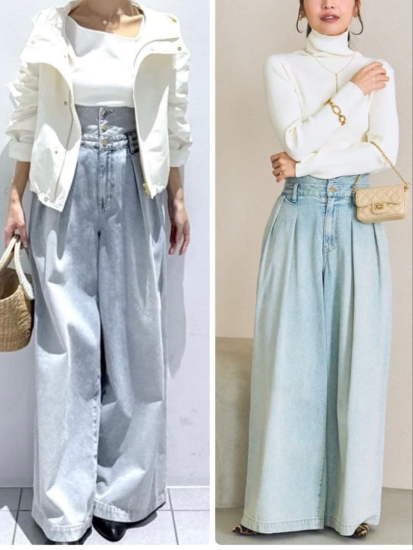 【新品】La boutique BonBon ハイウエストバギーデニム S