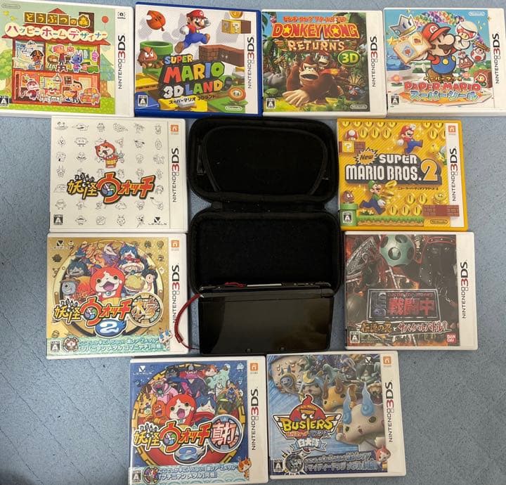 ニンテンドー3DS クリアブラックとその他 カセット10種類