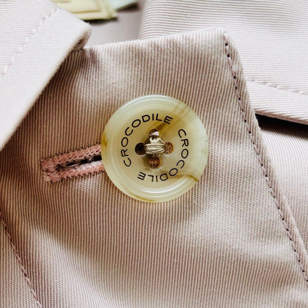 【CROCODILE】ピンク　ステンカラーコート　撥水　花粉防止　ショート丈　M