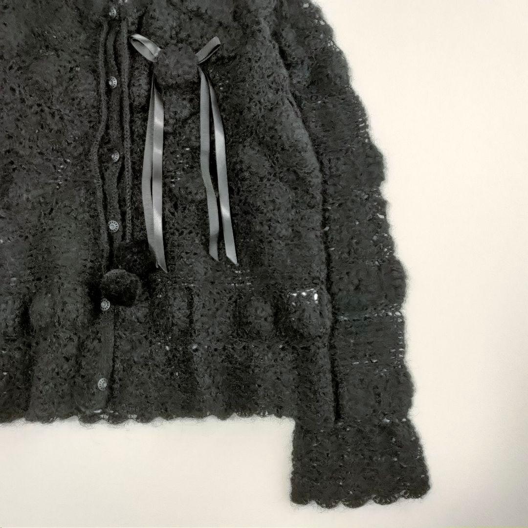 美品✨️カネコイサオ フラワーモチーフクロシェカーディガン 立体フラワー　モヘヤ