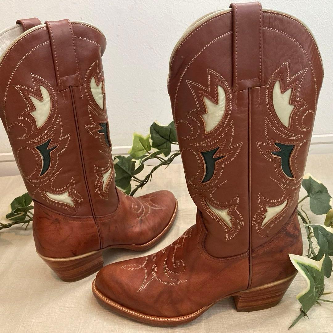 RANCHO BOOTS　ウエスタンブーツ 本革　刺繍 新品　6 1/2