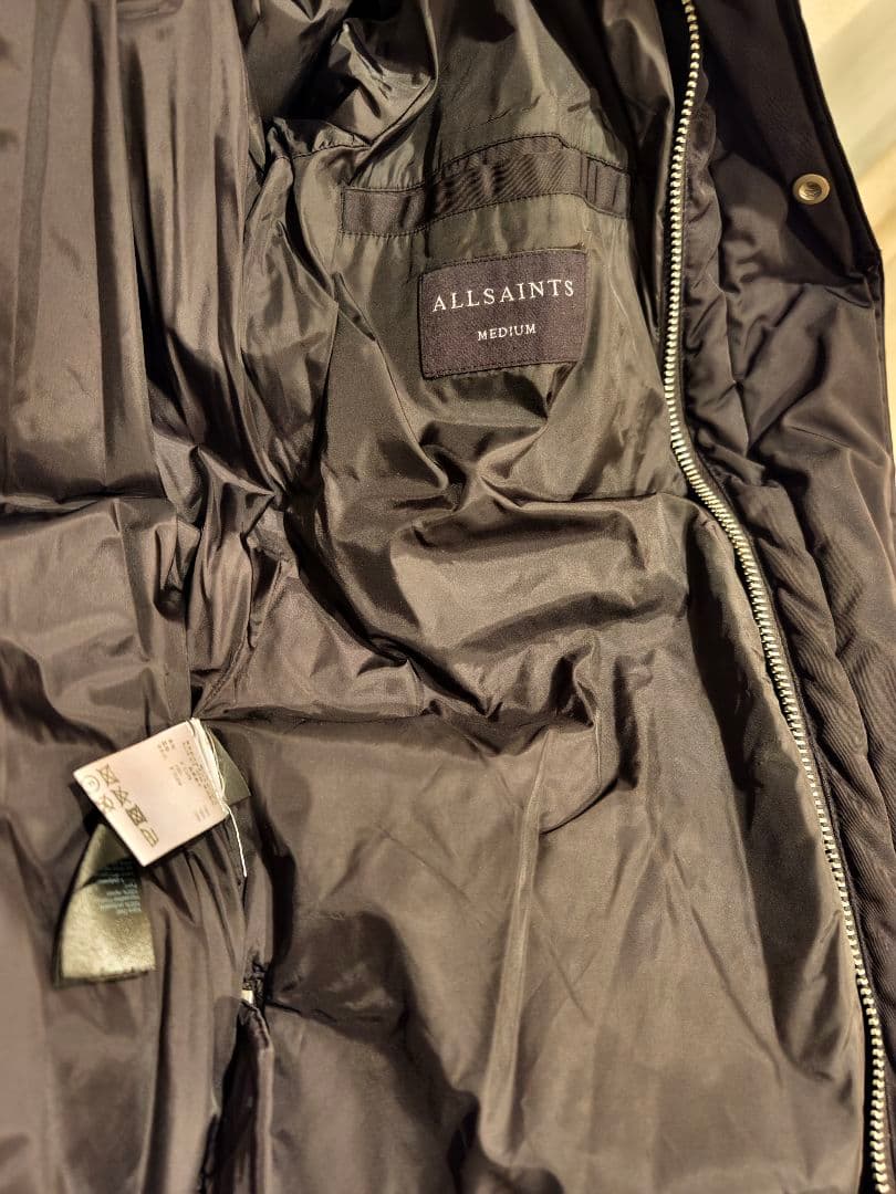 All Saints ブラックモッズコート M