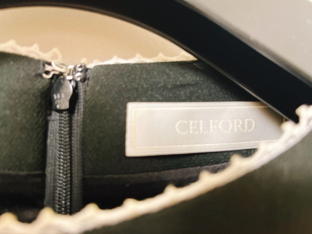 【極美品】CELFORD セルフォード　レース切替ワンピース ブラック　黒　34