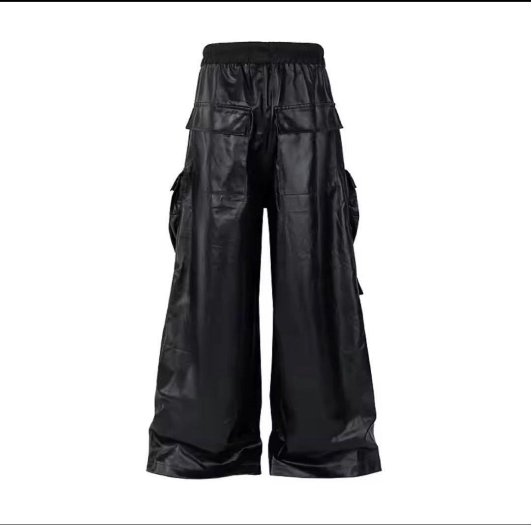 Rick Owens風 leather cargo pants