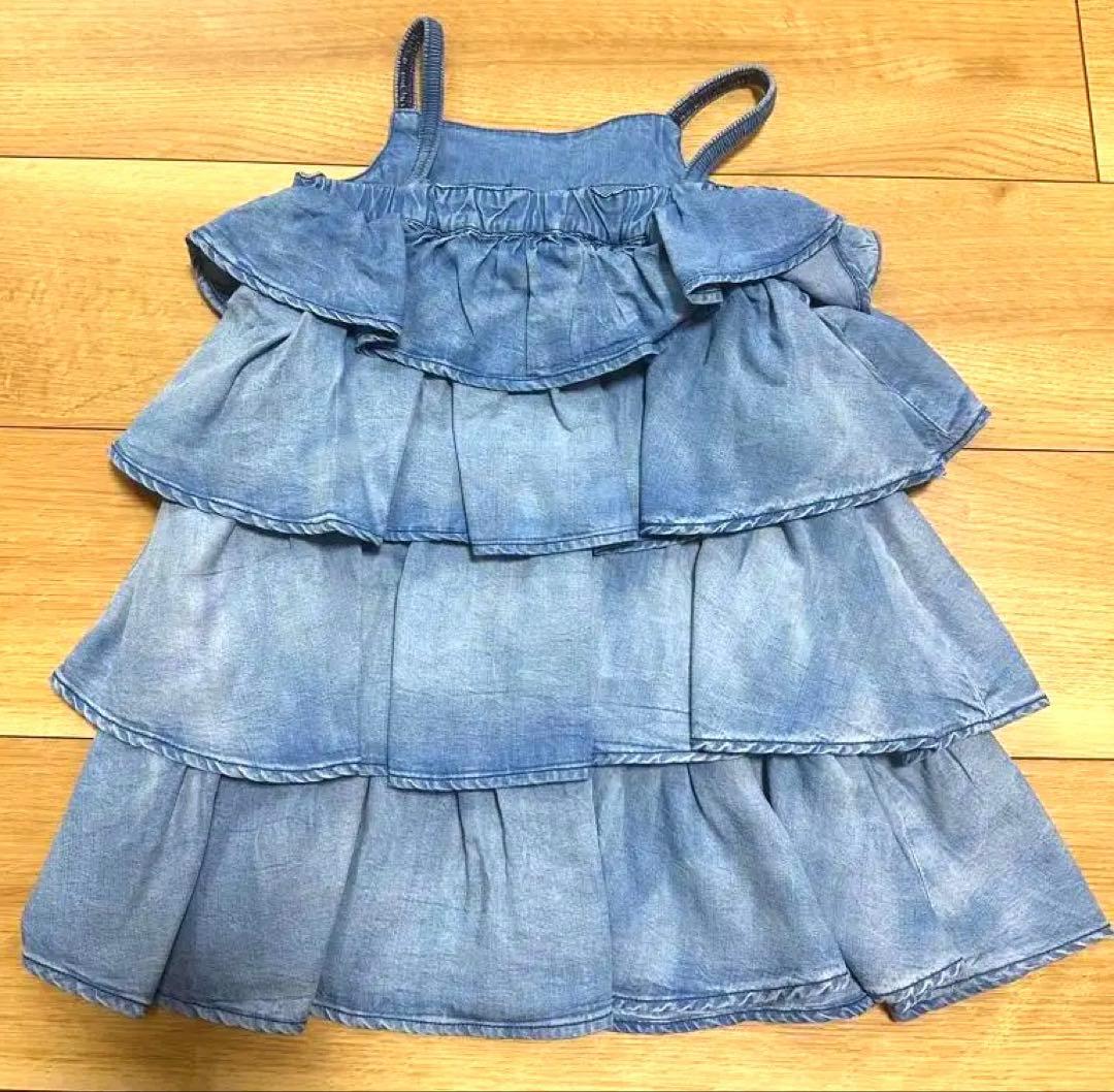 最終値下げgucci kids フリル　ティアード　デニム　ドレス 24m