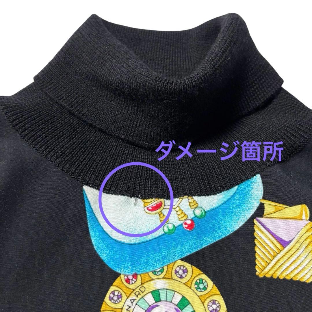 レオナール ジュエリー柄ウールニット 異素材ドッキング