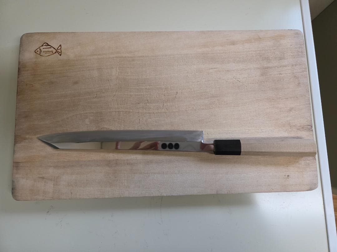 【未使用】切り付型柳刃包丁　豊永刃物製作所　鏡面　銀三　240mm
