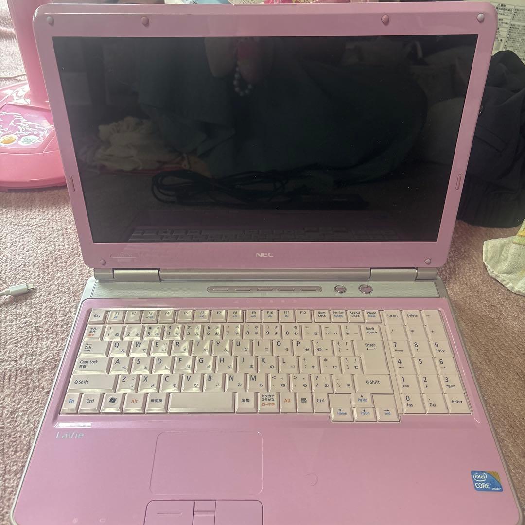 ジャンク NEC ノートPC ピンク ACアダプター付き