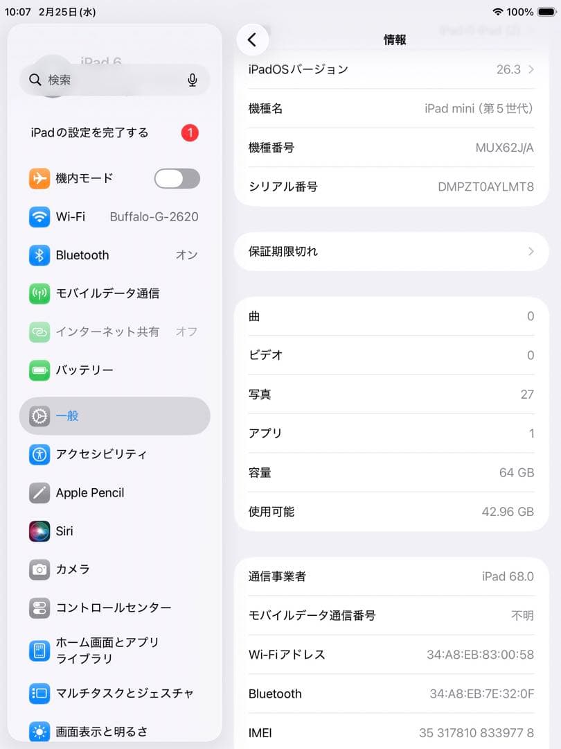 iPad mini5 第五世代 64GB Wi-Fi+cellular シルバー