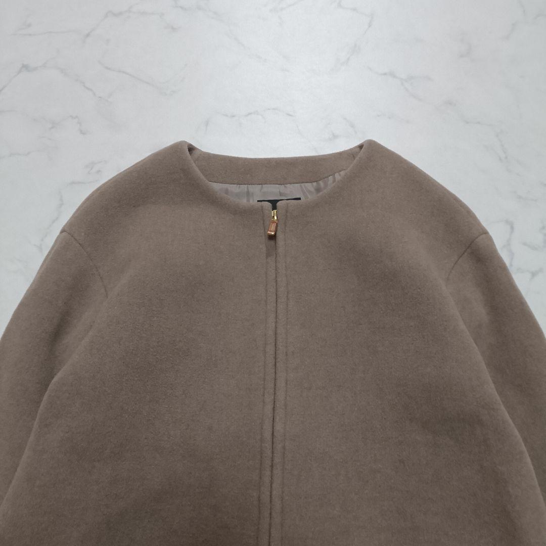 美品　Noble　ノーカラー　カシミヤ混　MTRウール