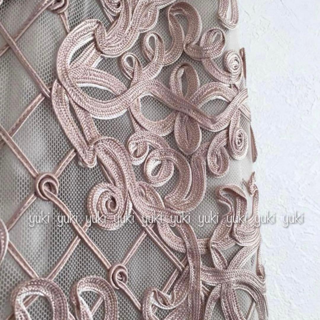 【新品タグ付き】ANAYI ツートンチュール刺繍ワンピース 38