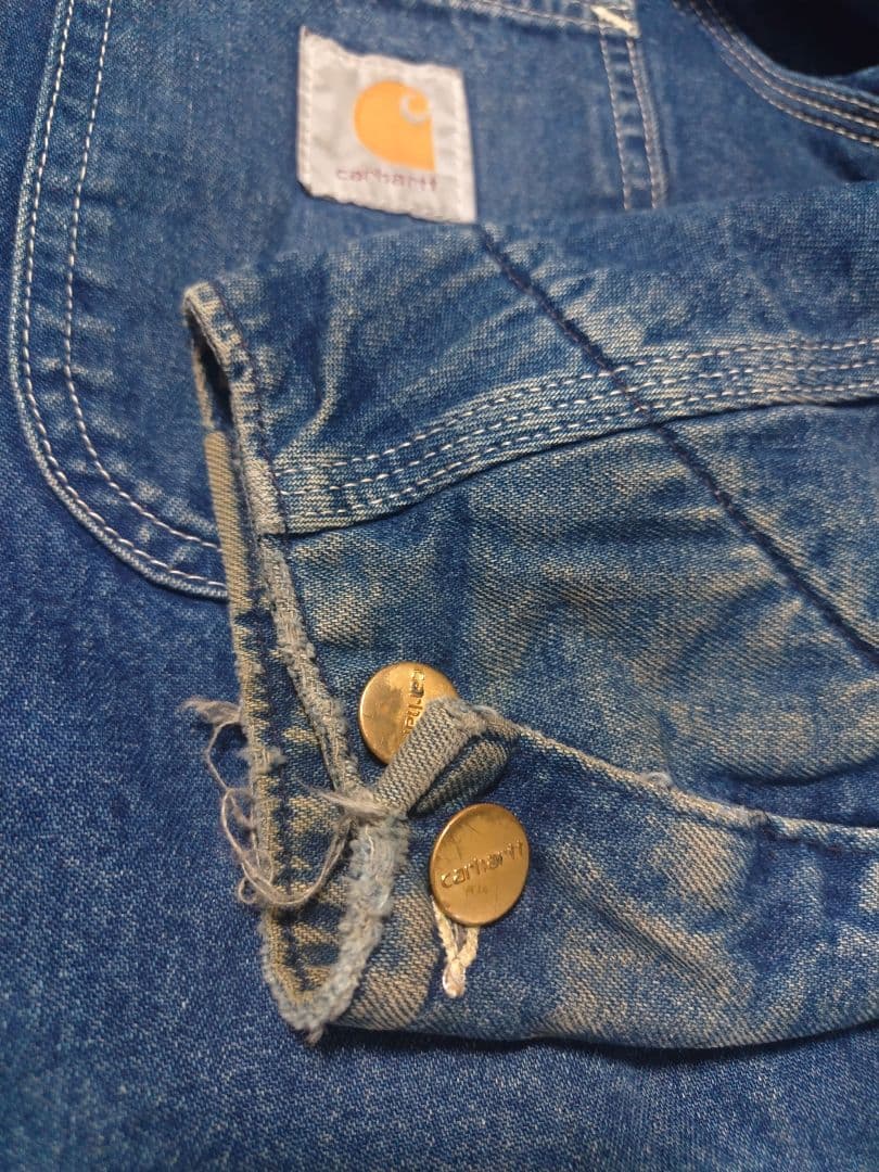 【袖ダメージ】Carhartt デニムカバーオール ブランケット L 90s?