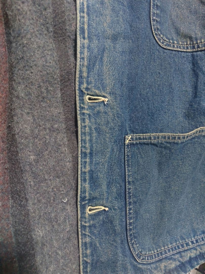 【袖ダメージ】Carhartt デニムカバーオール ブランケット L 90s?