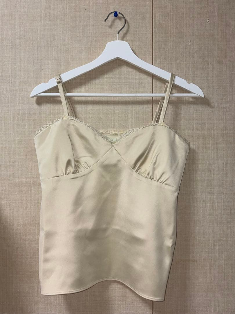 トップス without summer satin lace top butter