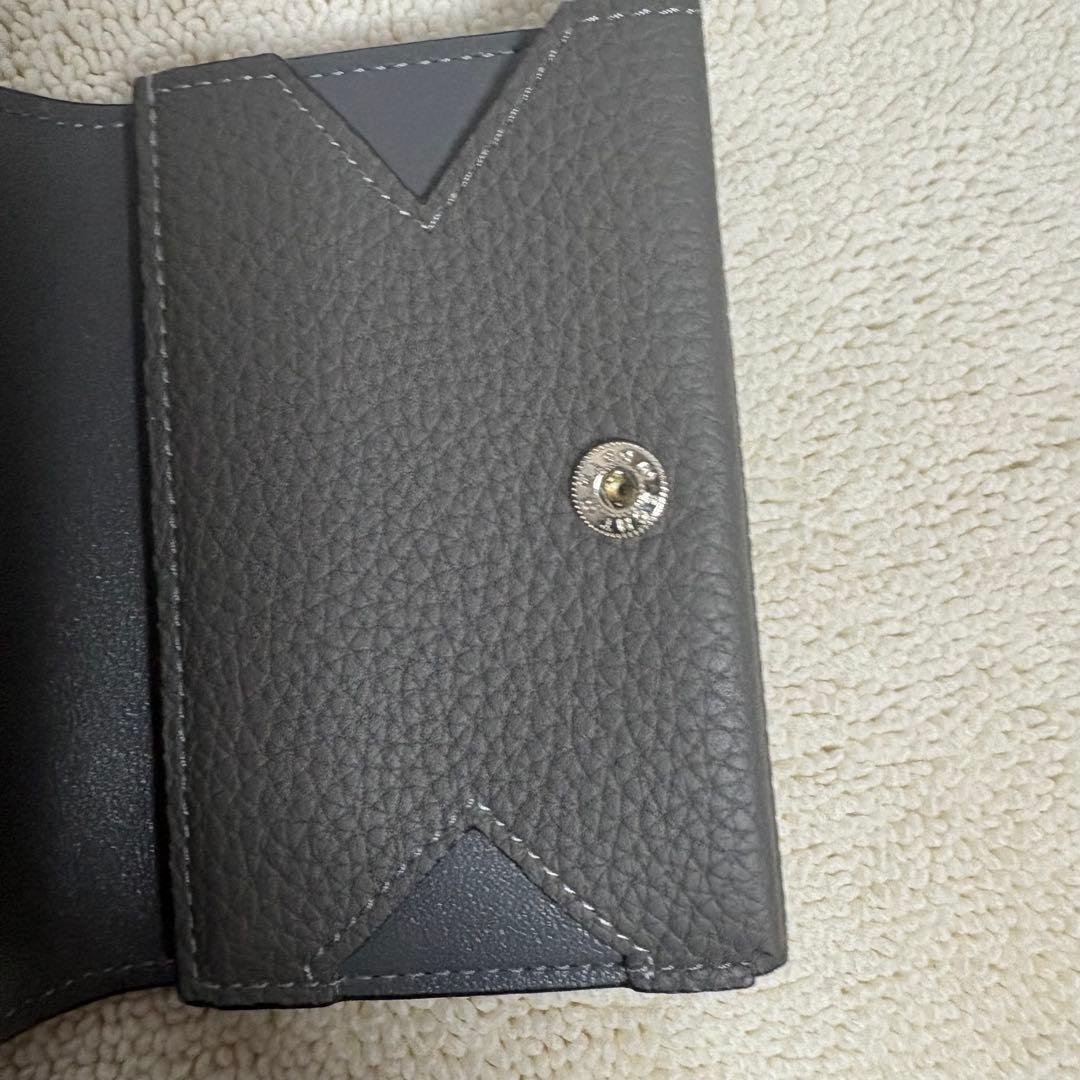 極美品　BONAVENTURA 三つ折財布 グレー　レザー