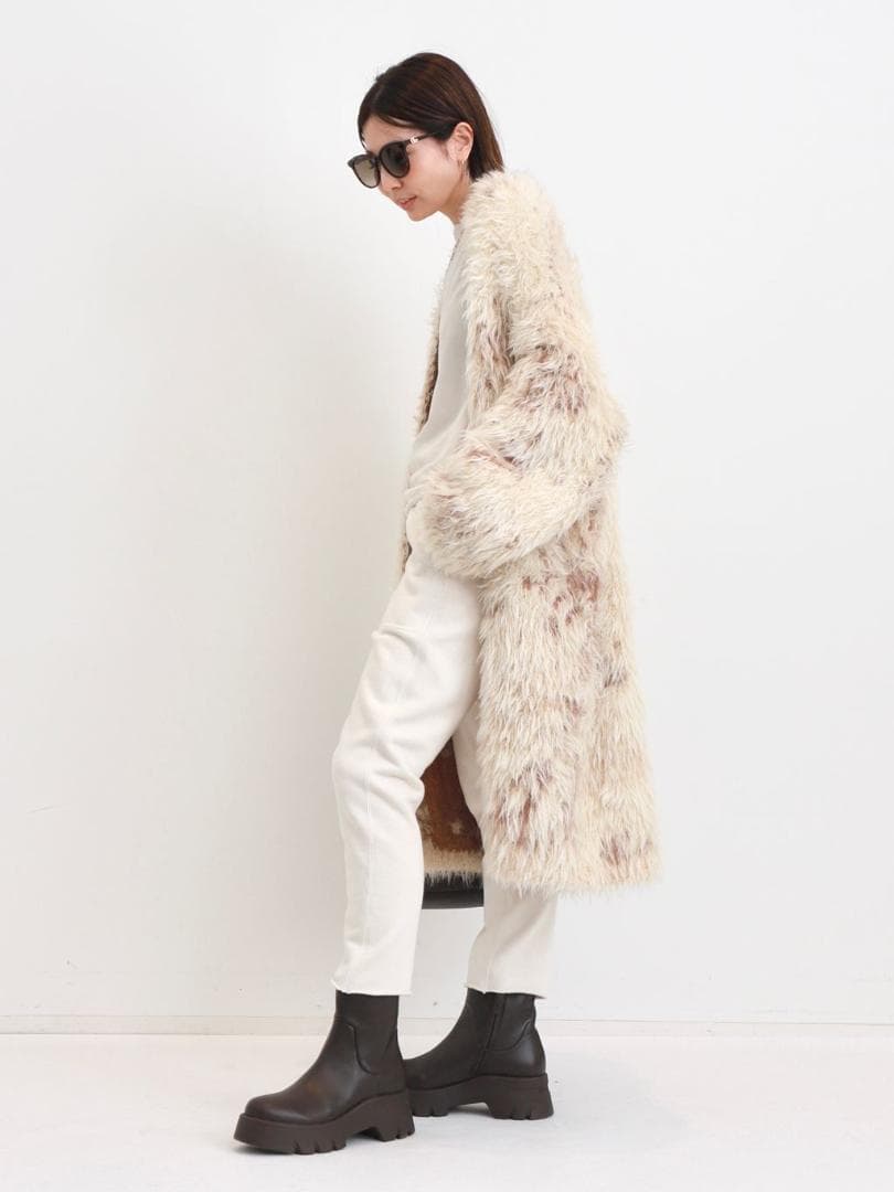 定価194700円 ロベルトコリーナ ニット ファー シャギー ウール コート