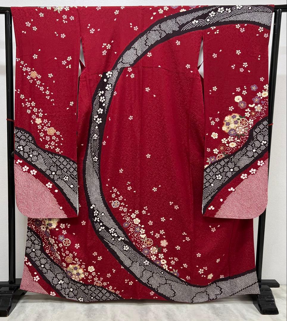 振り袖　フルセット　別誂長襦袢　金彩加工　刺繍　金通し　絞り入 全通袋帯　827