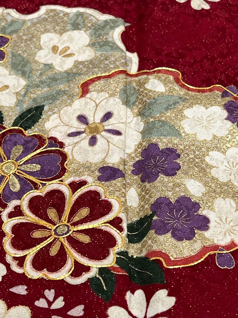 振り袖　フルセット　別誂長襦袢　金彩加工　刺繍　金通し　絞り入 全通袋帯　827